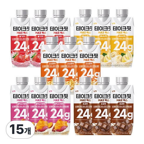 테이크핏 맥스 250ml 5종 혼합 각 3팩 (총15팩) 초코3+고소한맛3+호박고구마3+바나나3+딸기3