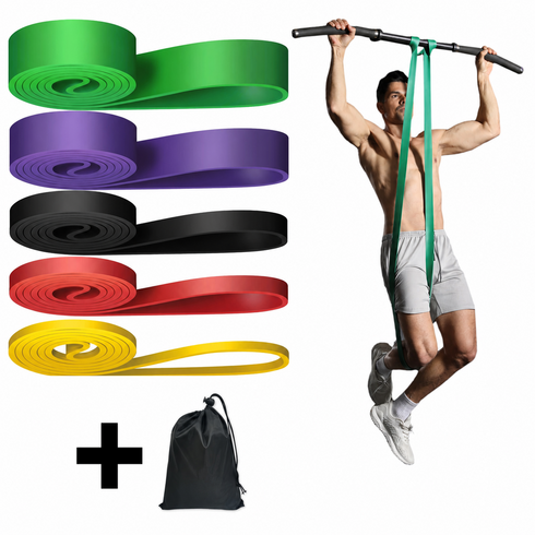 BELLE 턱걸이 풀업밴드 1+2+3+4+5 단계 세트, 1개, Yellow+Red+Black+Purple+Green