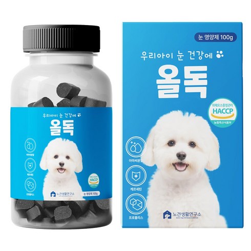올독 강아지 눈 영양제 눈물자국 노령견 백내장 항산화 루테인, 1개, 눈물개선/눈건강, 100정