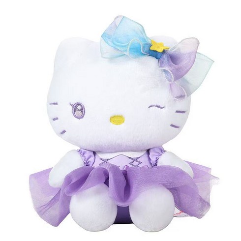 GOYES 산리오 캐릭터 봉제 인형 귀여운 선물 인형, 1개, 퍼플 키티, 25cm