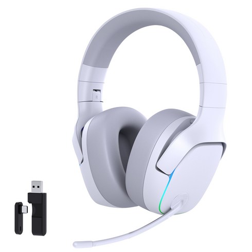 벤트론스 무선 게이밍 헤드셋 RGB 3모드 연결방식 가상 7.1 채널, 화이트, CT780