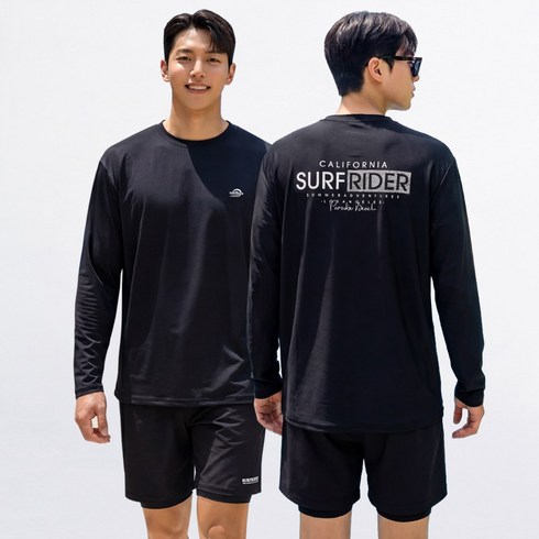 서프라이더 남성 상하의 2장세트 래쉬가드+레깅스반바지 체형커버 루즈핏 빅사이즈 5color /SURFRIDER