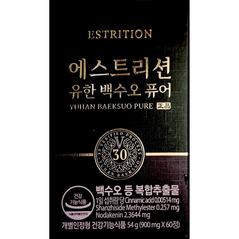 유한건강생활 에스트리션 유한 백수오 퓨어 60정, 1개, 54g
