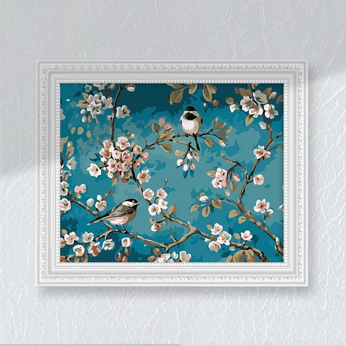 꽃과새 풍경화 꽃그림 명화 DIY 그림그리기 그림 액자 인테리어 취미 미술, 1개, 단품