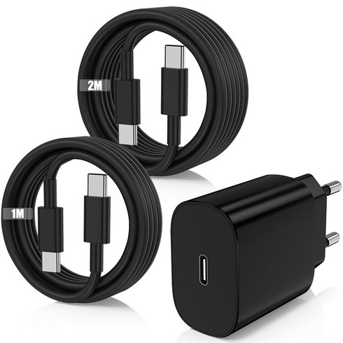 루미아코어 GaN PD3.0 PPS 25W c타입고속 충전기 + C타입 60W 케이블 고속충전 2m, 블랙, 1세트