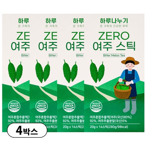 하루나누기 ZERO 액상 여주스틱 국산, 20g, 4개, 14개입