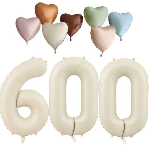 파파 파티 크림 하트 대형 숫자 기념일 생일 풍선 세트, 1세트, 크림 600 + 하트7종