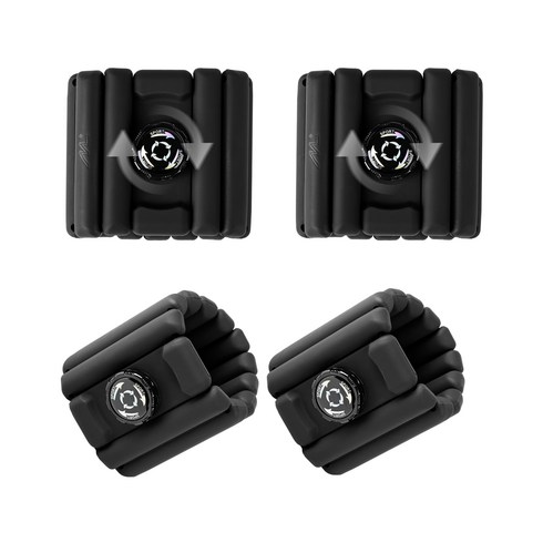2개 홈트 손목 중량 밴드 착용형 아령 원터치 조임 및 풀림을 위한 노브 디자인, 1kg, Black