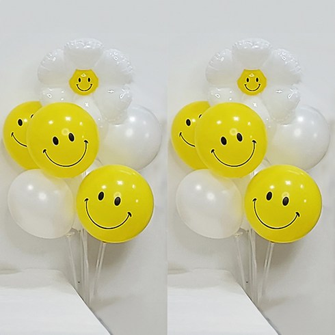 올리브파티 펄풍선 하트 풍선 풍선꽂이 풍선스탠드 2개 생일파티용품 세트, 1세트, 데이지스마일