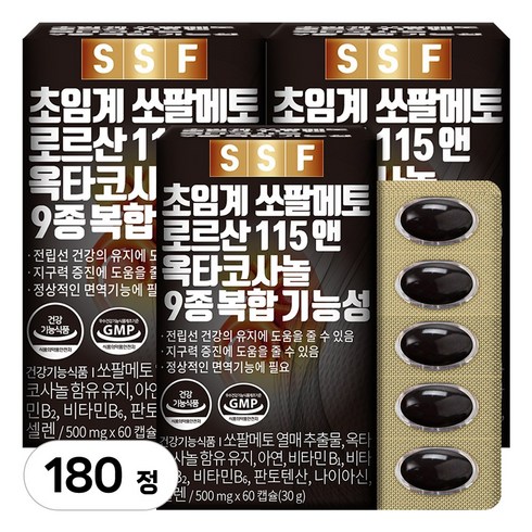 순수식품 쏘팔메토 로르산 115 옥타코사놀, 60정, 3개