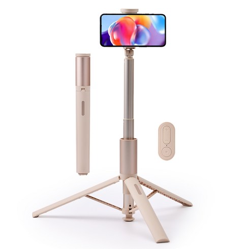 오지렌 블루투스 원터치 팝업 올인원 알루미늄 셀카봉 삼각대 175cm, 1개, 크림, GK16