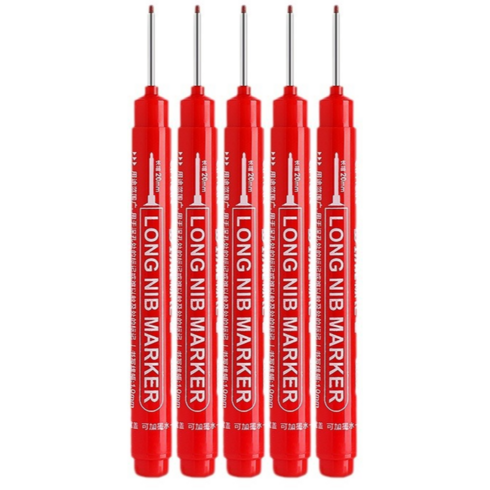 일상채움 공업용 산업용 작업용 20mm 긴촉 마카펜 5개 세트, 1세트, 레드