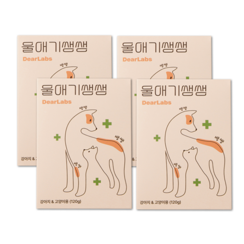 디어랩스 강아지 울애기쌩쌩 노견 눈 피부 관절 면역 장 종합영양제, 60정, 4개