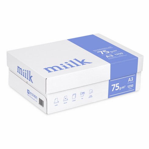밀크 복사용지 75g, 1250개, A3