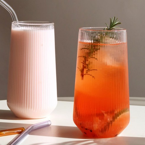 슈에뜨 플리츠 하이볼 내열유리컵 470ml, 2개, 투명
