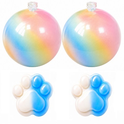 위시클로바 대형 왁뿌볼 9cm 냥젤리 2+2세트 스퀴시 슬랑이 말랑이 스트레스볼, 왁뿌볼2개+냥젤리2개(블루), 292g, 1세트