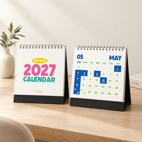 2027 투톤컬러 탁상 캘린더 달력 숫자 스케쥴러, 1개, 2027년