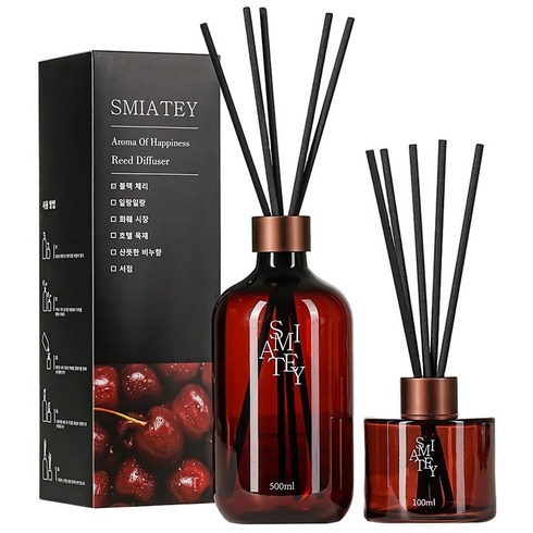 스미어티 디퓨저 대용량 실내 방향제 리필액 선물 세트 집 화장실 방향제 500ml, 블랙체리, 1개