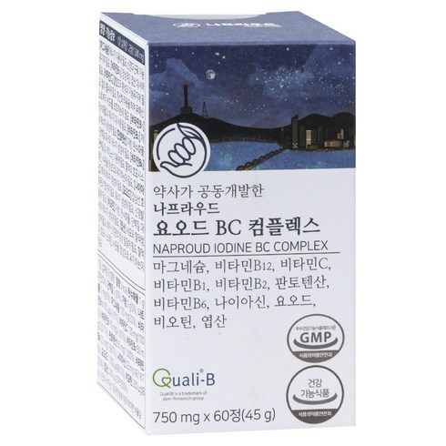 나프라우드 요오드 BC 컴플렉스 고함량 아이오딘 비타민B군 비타민C 마그네슘 갑상선영양제, 1개, 60정