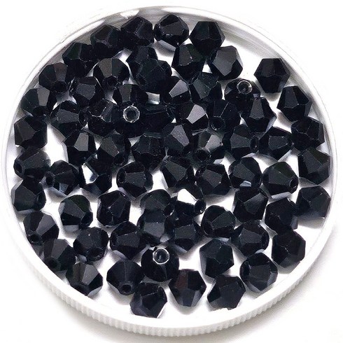 All 크리스탈 4mm 주판알 비즈 한팩 100알 컬러선택, 제트, 1세트