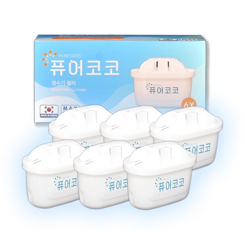 [브리타 정수기 막스트라 필터 호환] 퓨어코코 정수기 필터, 6개, 퓨어코코 필터