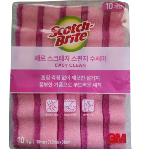 스카치브라이트 제로 스크래치 스펀지 수세미, 10개입, 3개