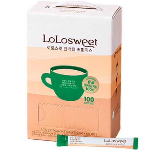 로로스윗 스테비아 단백질 프로틴 커피믹스 무설탕 당제로 제로슈가 커피, 10.3g, 100개입, 1개