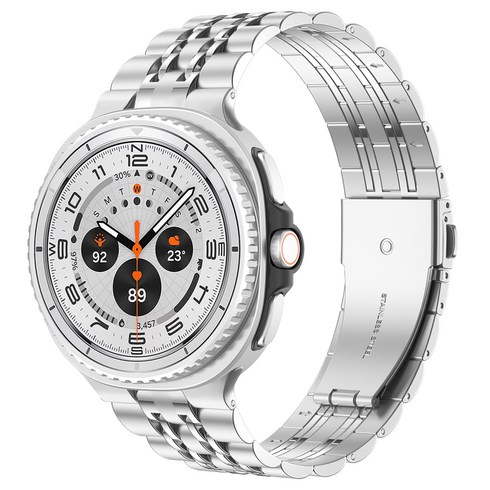 갤럭시워치9 8 호환 프리미엄 스테인리스 메탈 스트랩 밴드 40mm/44mm/클래식 46mm, 실버, 1개