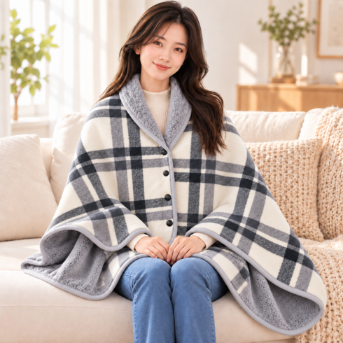 데르온 포근 극세사 숄 스커트 겸용 똑딱이 담요