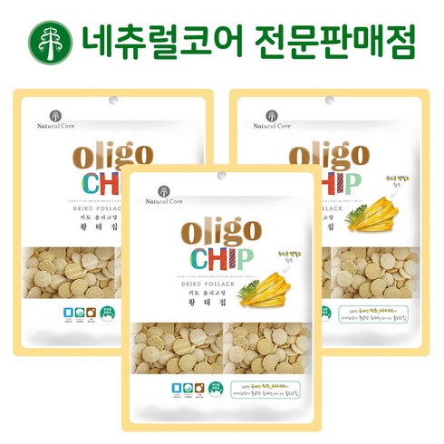 네츄럴코어 강아지 올리고당 황태칩 간식, 황태, 250g, 3개