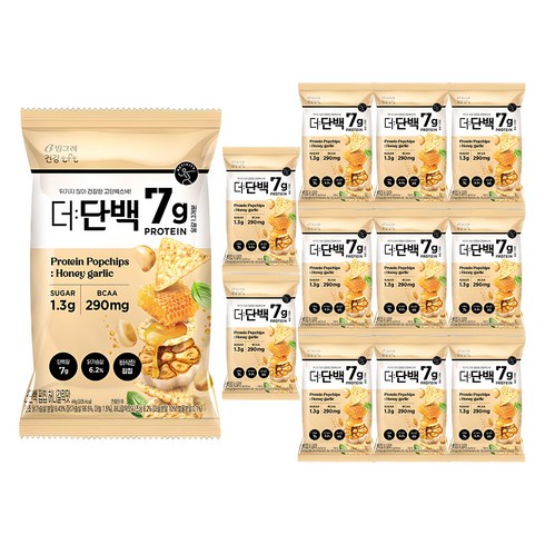 더단백 빙그레 건강tft 팝칩 허니갈릭맛, 12개, 44g
