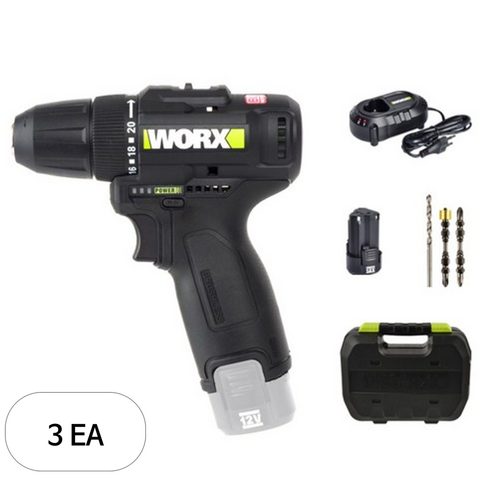 WORX 충전 드릴 12V WE210.1, 3개