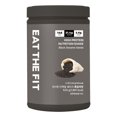 잇더핏 단백질 쉐이크 대용량 (흑임자맛), 1개, 520g
