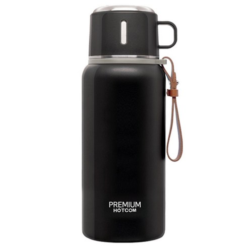 핫콤 대용량 원터치 캠핑 보온보냉병 700ml, 블랙, 1개