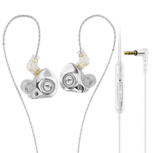 Essager 게이밍 커널형 이어폰 인이어 DD 이어폰, 흰색, 3.5MM EEJS25-LX02-Z