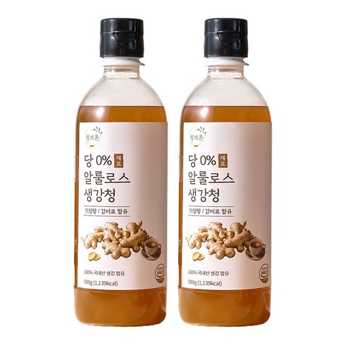 [물 섞지 않은 무설탕] 당 0% 알룰로스 함유 제로 생강청 생강차, 2개, 1개입, 590g