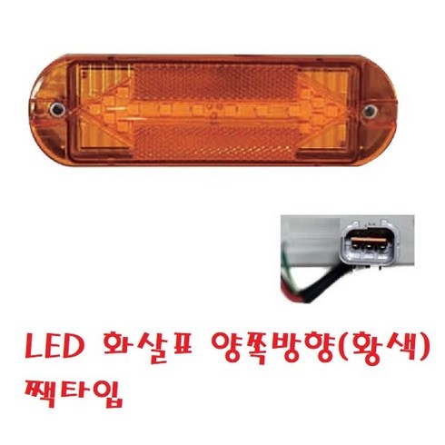 대성부품/24V LED 화살표 사이드램프/12V/24V/측면등/방향지시등/인증/검사/옆면표시등/화물차/대형트럭/특장차/1톤/사이드등/램프/측면등/옆면등/차폭등/정복/신형/윙바디/탑, LED 화살표 양쪽방향(황색) 짹타입, 1개