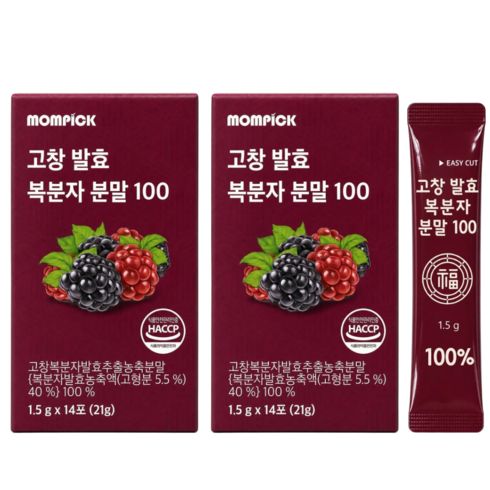 맘픽 고창 발효 복분자분말 고창복분자발효추출농축분말 100% HACCP 정품, 2개, 14회분