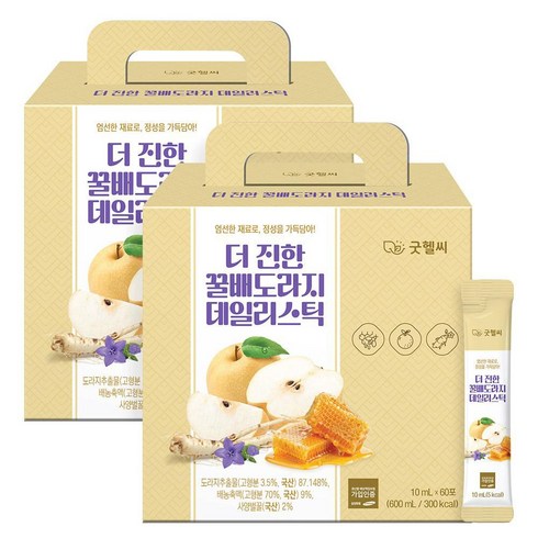 굿헬씨 더진한 꿀배도라지 데일리스틱 60포, 2개, 600ml