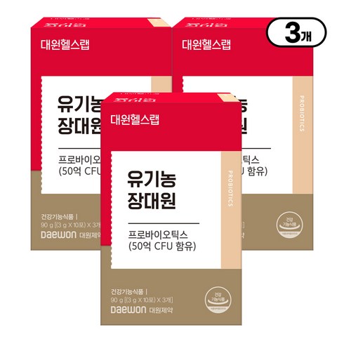 [본사직영] 대원제약 대원헬스 유기농 장대원 프로바이오틱스 유산균, 90g, 3박스