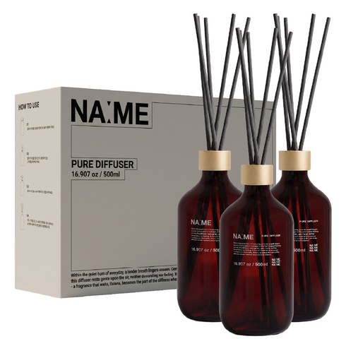 나메 대용량 프리미엄 디퓨저 스틱 세트, 3개, 500ml, 플럼