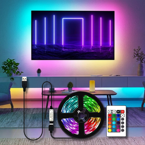 원그리드 RGB 컬러 LED 스트립 5m USB 줄조명, 1개, 혼합색상