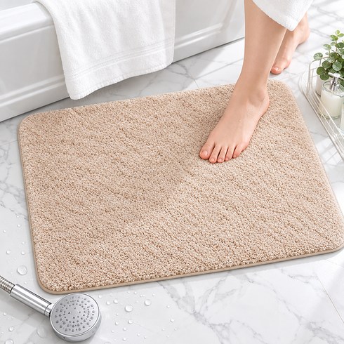 HUIstore 빨아쓰는 호텔 욕실 발매트, 연베이지