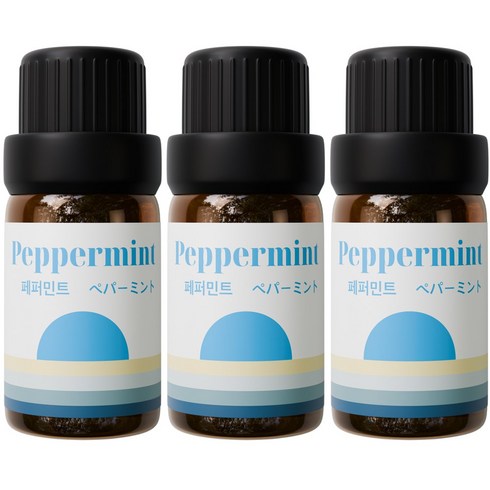 1+1+1 천연 아로마오일 에센셜오일, 페퍼민트오일, 10ml, 3개
