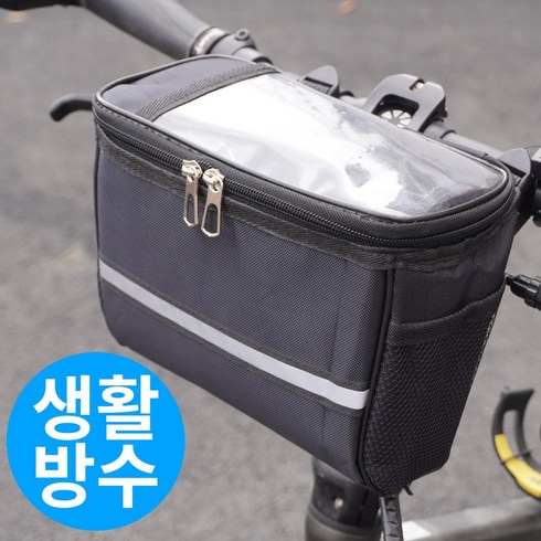 제스트플로우 자전거 프론트백 핸들바 가방 핸드폰 방수 거치, 블랙, 1개