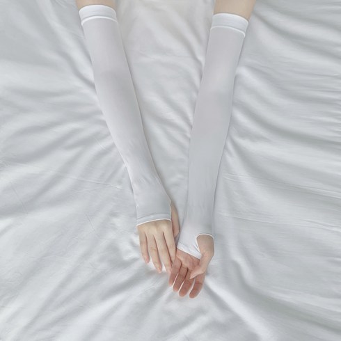시큐어핏 살색 골프 쿨토시 팔토시 양손 1+1, 화이트, 손등커버형