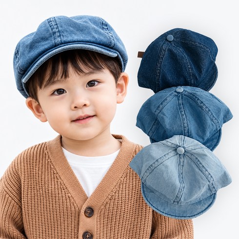 바냐 데님 팔각 빵모자