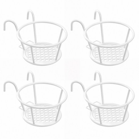 데즐리 베란다 난간 화분 거치대 철제 원형, 4개, 화이트