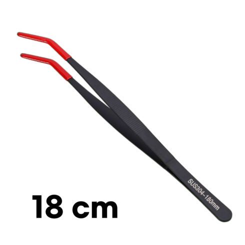 파브루 스텐 304 도마뱀 크레 피딩 핀셋 곡선형 18cm, 1개, 블랙