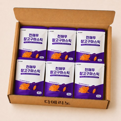 천해무 프리미엄 참고구마스틱 건강 간식 6개세트 아동 어르신 과자, 300g, 1세트